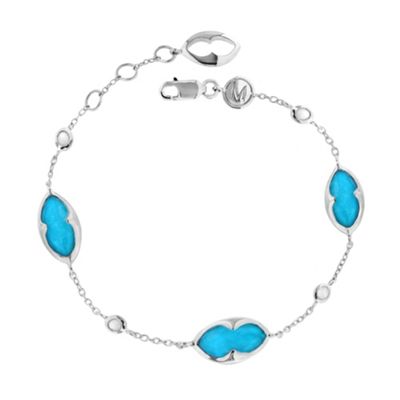 Sterling silver bisous bracelet with turquoise doublet